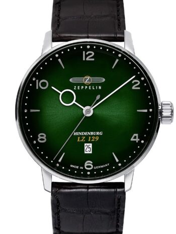 Zeppelin 8048-4 Herrenuhr LZ129 Hindenburg Lederband Schwarz / Grün