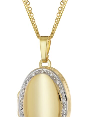 trendor 15640 Medaillon mit Diamanten Gold 333 an Vergoldeter Silberkette