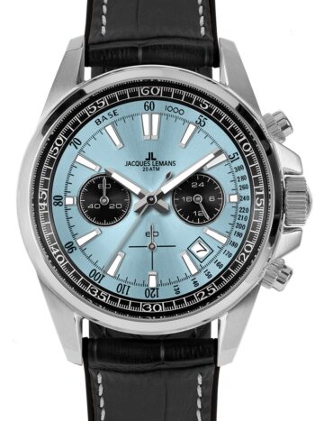 Jacques Lemans 1-2117R Herrenuhr Chronograph Liverpool Schwarz/Hellblau