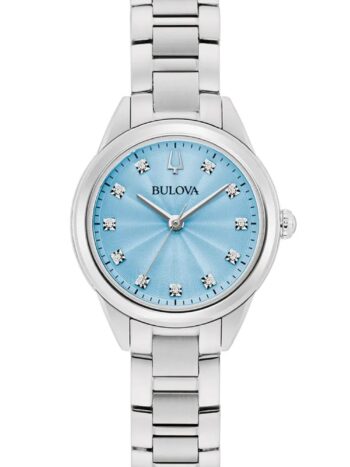 Bulova 96P250 Damen-Armbanduhr Quarz Sutton Stahl/Türkis