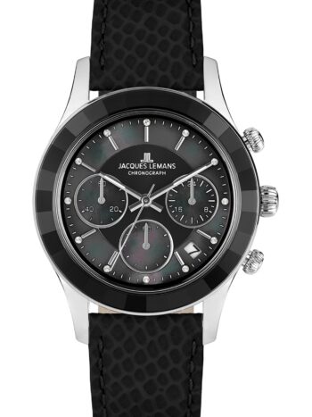 Jacques Lemans 1-2151A Damenuhr Chronograph Schwarz