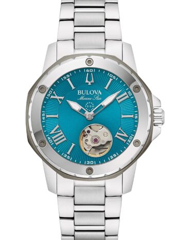 Bulova 98L317 Damenuhr Automatik Marine Star Stahl/Türkis