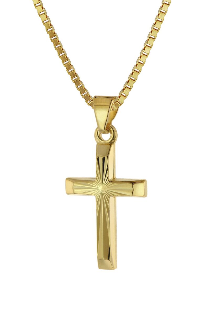 trendor 39520 Halskette mit Kreuz für Kinder Gold 333/8 Karat