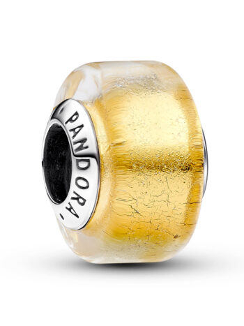 Pandora 793353C00 Charm Silber Muranoglas Goldfarben Mini