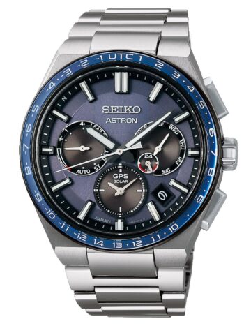 Seiko SSH109J1 Astron GPS Solar Dual Time Herrenuhr Titan Blau