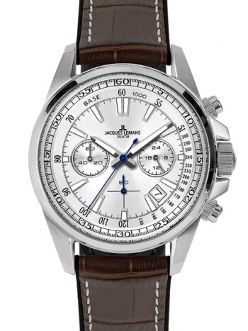 Jacques Lemans 1-2117B Herrenuhr Chronograph Liverpool Braun/Silberfarben