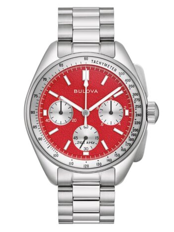 Bulova 96K115 Herrenuhr Chronograph Lunar Pilot Rot mit 2 Bändern