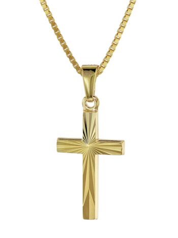 trendor 08508 Kreuz für Kinder Gold 333/8 Karat 18 mm + goldplattierte Kette