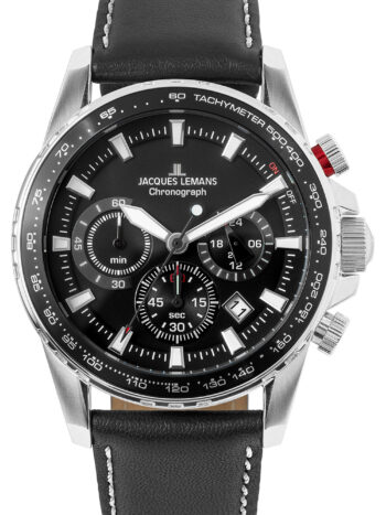 Jacques Lemans 1-2099A Herrenuhr Chronograph Liverpool Schwarz