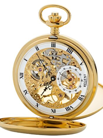 Regent 11330090 Skelett-Taschenuhr Savonette mit Handaufzug