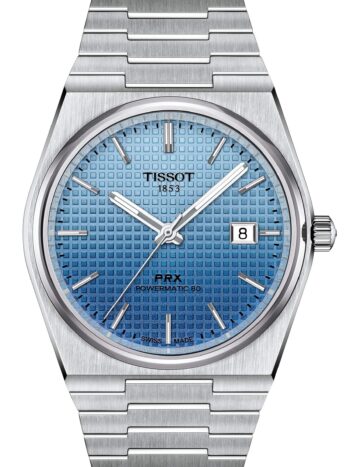 TISSOT -PRX Powermatic 80 Gradient Herrenuhr Silber Blau Automatik Saphirglas 40mm- T137.407.11.351.01