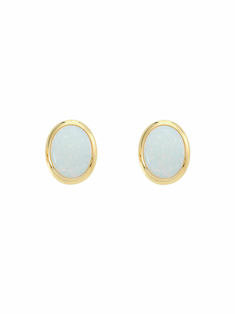 Damen Gold Schmuck 585 Gold Ohrringe  Ohrstecker mit Opal