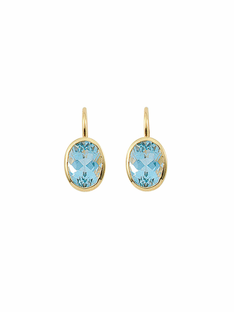 Damen Gold Schmuck 585 Gold Boutons mit Aquamarin