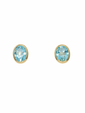 Damen Gold Schmuck 585 Gold Ohrringe  Ohrstecker mit Aquamarin