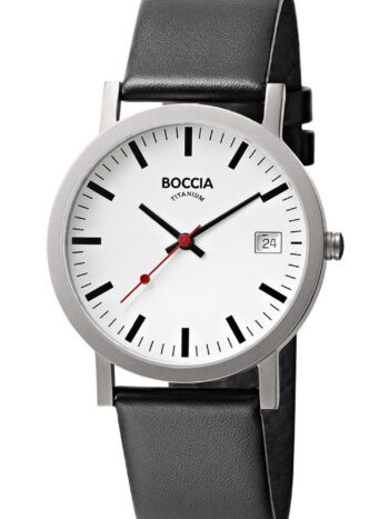 Boccia 3622-01 Herrenuhr Titan mit schwarzem Lederband