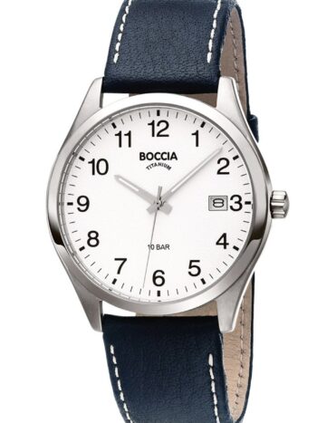 Boccia 3669-01 Herrenuhr Titan mit Lederband Schwarz